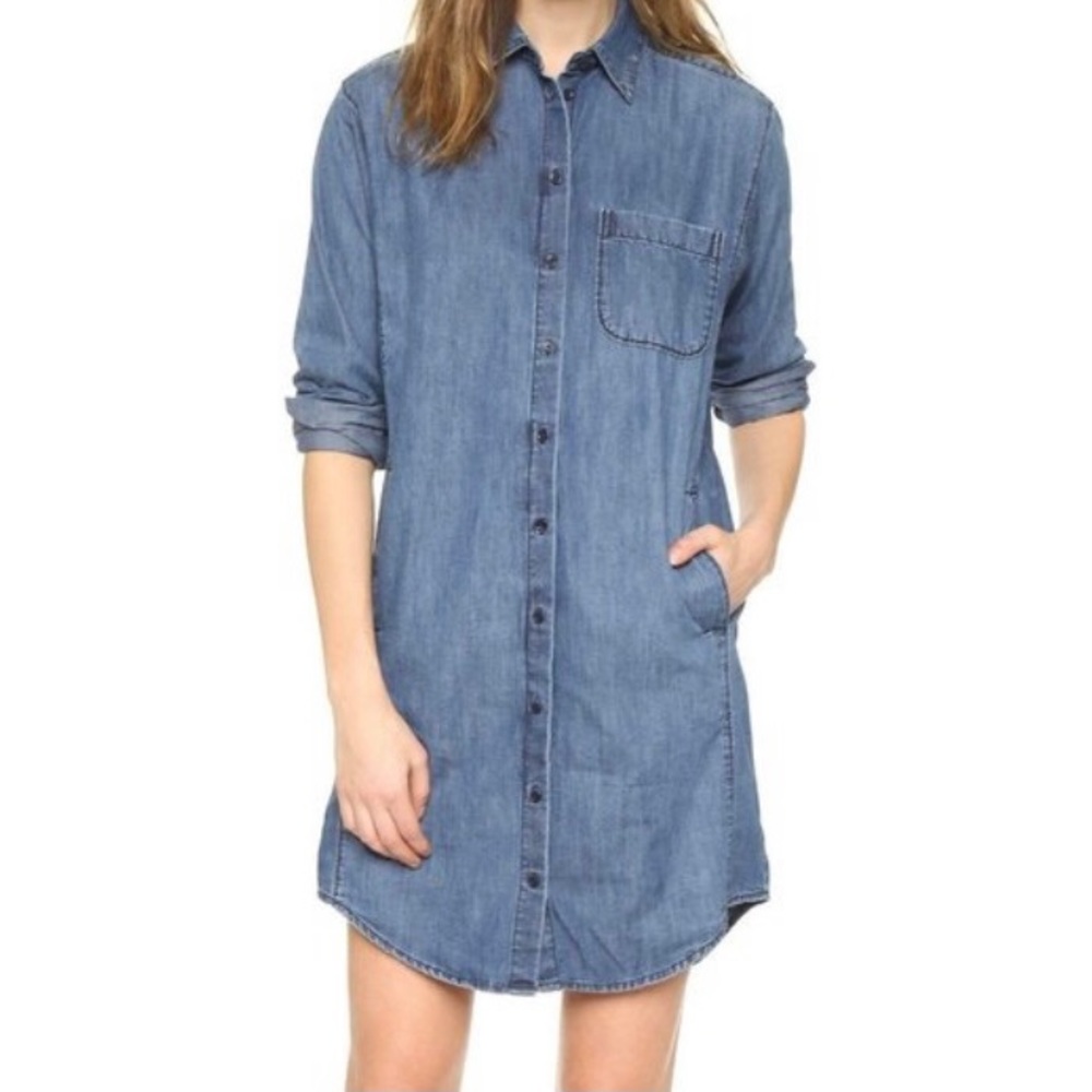 Madewell Chambray Denim Long Sleeve Shirt Dress